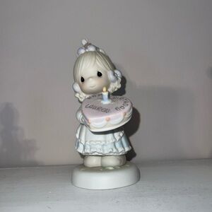 Precious Moments White and Blue Figurine with Cake